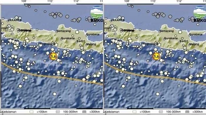 Gempa hari ini di Gunung Kidul Yogyakarta.