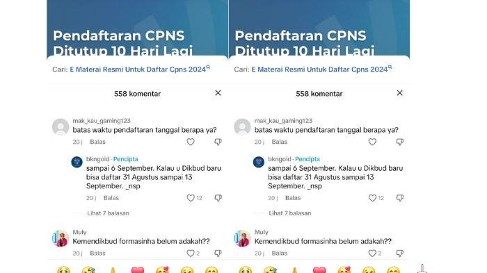 Admin BKN menginformasikan jadwal pendaftaran CPNS 2024 Kemendikbud.