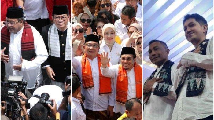3 pasangan calon gubernur dan wakil gubernur Jakarta Pramono-Rano Karno, Ridwan Kamil-Suswono, dan Dharma Pongrekun-Kun Wardana.