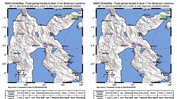 Gempa hari ini di Luwu Timur, Sulawesi Selatan.