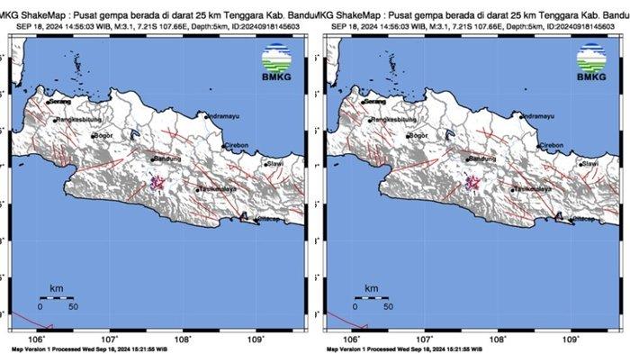 Gempa hari di Kabupaten Bandung Jawa Barat.