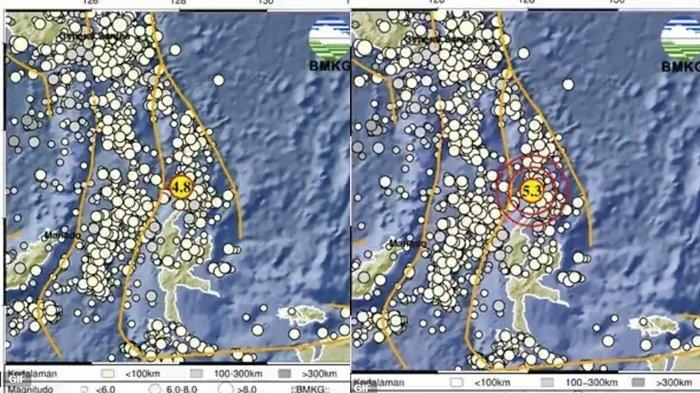 Gempa beruntun terjadi di Maluku Utara.