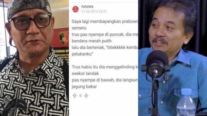 Pegiat media sosial, Edy Mulyadi, melaporkan pemilik akun Fufufafa atas ujaran kebencian dan penistaan agama, Selasa (8/10/2024). Saat melapor ke Bareskrim Polri, Edy menyinggung nama Roy Suryo.