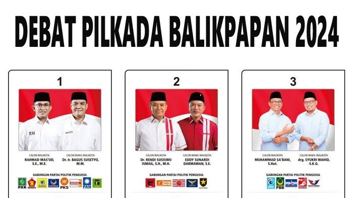 Debat Pilkada Balikpapan 2024 menampilkan adu gagasan antara pasangan calon walikota dan calon wakil walikota nomor urut 1 Rahmad Masud-Bagus Susetyo, nomor urut 2 Rendi Susiswo Ismail-Eddy Sunardi, dan nomor urut 3 Muhammad Sabani-Syukri Wahid.