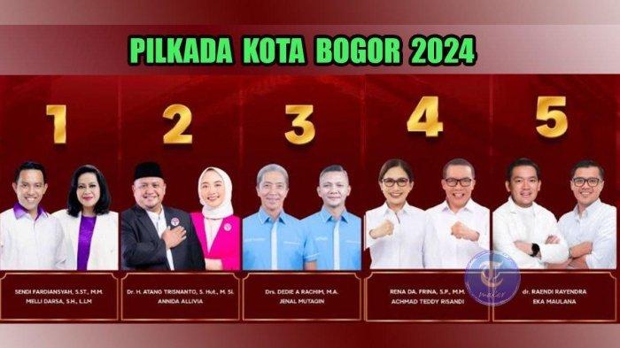 PILKADA KOTA BOGOR 2024 - 5 Paslon di Pilkada Kota Bogor 2024. Berikut hasil survei Pilkada Kota Bogor 2024 terbaru. Elektabilitas Dedie-Jenal bersaing dengan Atang-Annida