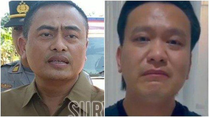 (Kiri) Wakasatreskrim Polrestabes Surabaya Kompol Teguh Setiawan dan (Kanan) Video Ivan Sugianto saat menangis minta maaf usai paksa siswa sujud dan menggonggong.