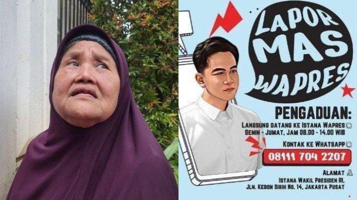 Mbah Warsiyem yang datang jauh-jauh dari Surabaya ke Istana Wakil Presiden di Jakarta demi minta keringanan utang (kanan).