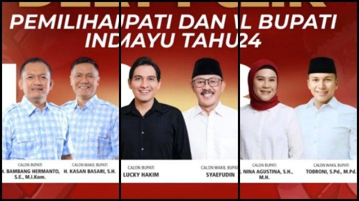 PILKADA INDRAMAYU 2024 - Tiga paslon di Pilkada Indramayu 2024. Hasil quick count Pilkada Indramayu 2024, ungguli Nina Agustina, Lucky Hakim: insya Allah ini valid.