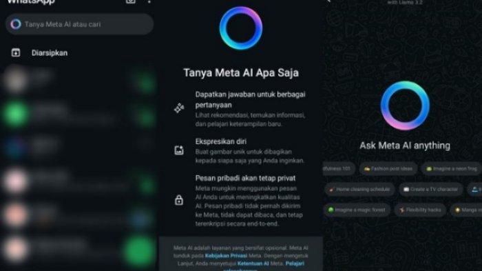 META AI WHATSAPP - Pengguna WhatsApp di Indonesia akhirnya bisa menjajal Meta AI secara gratis. Cara pakai dan hilangkannya. Fitur ini bisa dipakai bikin animasi hingga cek rekomendasi