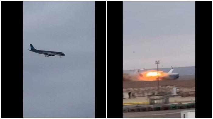 Viral Pesawat Azerbaijan Airlines tujuan Grozny, Chechnya jatuh di Aktau, Kazakhstan pada Rabu (25/12/2024)