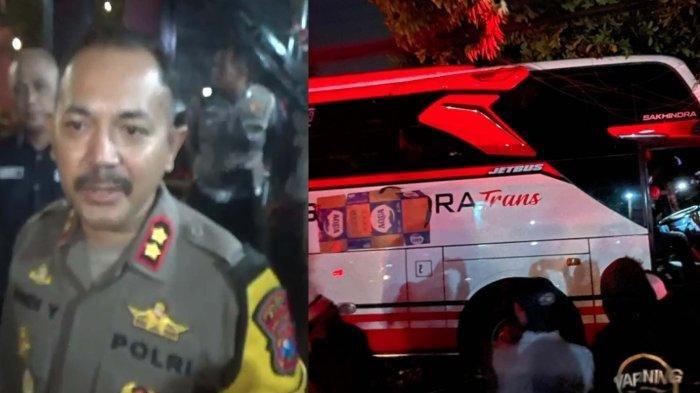 KECELAKAAN DI BATU - Kapolres Batu, AKBP Andi Yudha Pranata saat di lokasi kejadian dan kondisi bus pariwisata yang terlibat kecelakaan beruntun maut dengan nama perusahaan PO Bus yang sudah ditutup dengan kardus, Rabu (8/1/2025)
