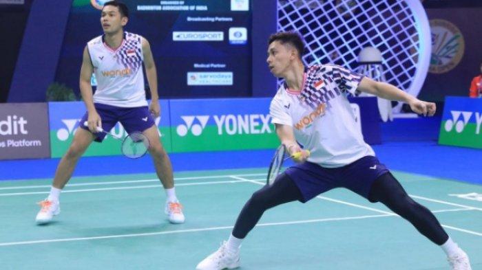 INDONESIA MASTERS 2025 - Pasangan Fajar/Rian saat bertanding di India Open 2025 lalu. Hari ini, Fajar/Rian akan memulai perjuangan di Indonesia Masters 2025 hari ini, Selasa (21/1/2025). Jadwal badminton Indonesia Masters 2025 hari ini, Selasa (21/1/2025). Ada 16 wakil Merah Putih termasuk 5 ganda putra. Cek live score.