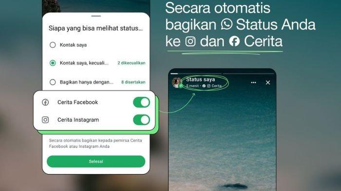 ilustrasi mengatur WhatsApp Status agar terunggah di Facebook dan Instagram sekaligus