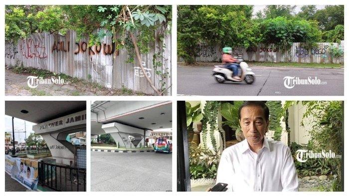 TULISAN ADILI JOKOWI: Seorang pengendara motor melintas di jalan Prof Dr Soeharso, Kecamatan Laweyan, Solo, Selasa (4/2/2025) sore. Tulisan vandalisme 'Adili Jokowi' di lokasi tersebut terlihat pada pagar seng sebuah lahan kosong dengan menggunakan tinta kombinasi warna oranye dan hitam. Tulisan Adili Jokowi juga terpampang pada sejumlah tempat di Kota Medan. Tulisan tersebut terlihat di tembok-tembok sudut kota Medan, Sabtu (1/2/2025). Seperti yang terlihat di jalan Jamin Ginting. Tepat di bawah fly over tertulis 'Adili Jokowi' yang ditulis menggunakan pilox dan Jokowi di kediamannya di Solo, Selasa (27/1/2025) siang. Jokowi di kediamannya di Solo. Tidak diketahui siapa yang membuat tulisan itu dan apa motifnya. Pengamat sebut itu bentuk ekspresi dan hal biasa di negara demokrasi. (TribunMedan.com/Anugrah Nasution/TribunSolo.com/Andreas Chris)