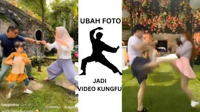 VIDEO KUNGFU VIRAL - Video yang mengubah foto menjadi video kungfu jadi tren di TikTok, kolase foto dari TikTok milik happiness dan dokumen AI Kungfu yang diolah hari ini melalui aplikasi Canva, Jumat (5/2/2025). Berikut link AI untuk edit video kungfu viral, gratis. (TikTok/happiness dan Dok. AI Kungfu)