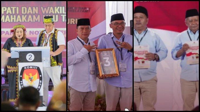 SIDANG PEMBUKTIAN MK - Tiga paslon yang gugatannya lanjut ke sidang pembuktian MK dari kiri ke kanan: Bulan-Fathra, Dendi-Alif dan Madri Pani-Agus Wahyudi. Berikut jadwal sidang pembuktian Mahkamah Konstitusi (MK) untuk sengketa Pilkada 2024 Kaltim. Ada dari Kukar, Berau hingga Mahulu.