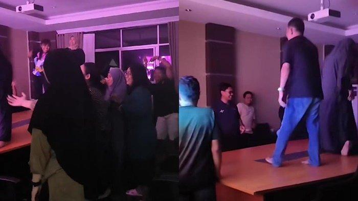 VIDEO VIRAL - Tangkapan layar video viral yang memperlihatkan sejumlah ASN di DPUPR Kutim tengah berjoget hingga naik ke meja. (TANGKAPAN LAYAR WHATSAPP GROUP)