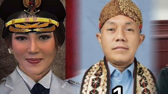 ELIN CALON BUPATI - Potret Elin Septiani (kiri) calon Bupati Pesawaran yang akan gantikan Aries Sandi (kanan) suaminya di PSU. Aries Sandi didiskualifikasi MK imbas tak penuhi syarat ijazah. (Dokumentasi via TribunLampung)
