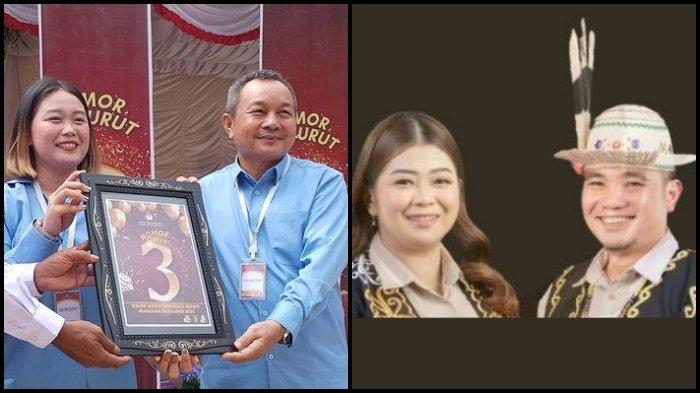 PSU PILKADA MAHULU - Paslon Owena Mayang Shari Belawan-Stanislaus Liah yang didiskualifikasi oleh Mahkamah Konstitusi. Kanan: Angela-Suhuk, paslon yang akan menggantikan Owena Mayang-Stanislaus di Pemungutan Suara Ulang (PSU) Pilkada Mahulu 2024. Koalisi parpol akan segera mendaftarkan Angela-Suhuk ke KPU Mahulu.