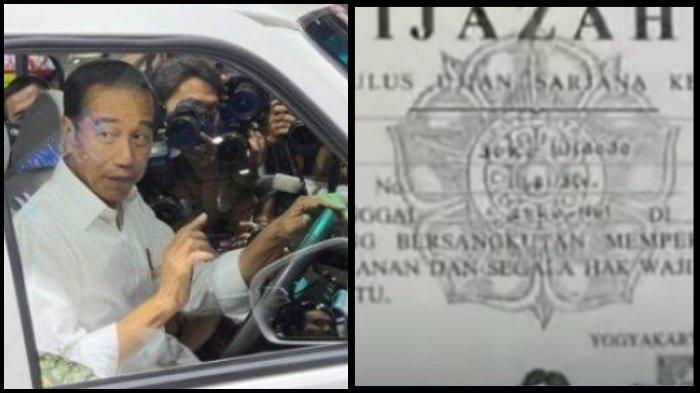 IJAZAH JOKOWI - Joko Widodo (Jokowi) saat menjajal mobil Esemka Bima EV pada gelaran IIMS 2023, Kamis (16/2/20203) lalu. Kanan: Gambar ijazah Jokowi. Jadwal sidang perdana 2 gugatan terhadap Jokowi hari ini, Kamis (24/4/2025) di PN Solo. Ada soal ijazah dan mobil Esemka. (Kompas.com/Sendy Darlis-Tangkap layar YouTube Tribunnews.com)