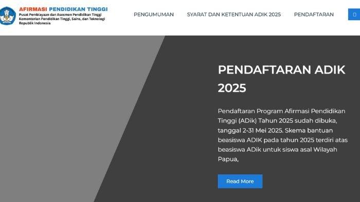 BEASISWA ADIK 2025 - Laman pendaftaran Beasiswa ADik 2025. Berikut syarat dan benefitnya, terbuka untuk mahasiswa baru. (adik.kemdiktisaintek.go.id)