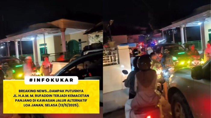 KEADAAN JALAN MACET - Tangkap layar kondisi jalan yang macet disalah satu alternatif jalur Loa Janan KM 1. (Instagram/info_kukar)