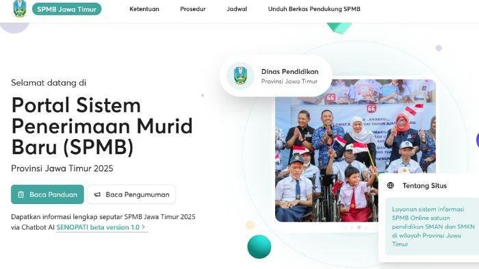 SPMB JATIM 2025 - Ilustrasi laman pendaftaran SPMB Jawa Timur 2025. Berikut syarat daftar dan cara mendaftarnya untuk SMA/SMK (spmbjatim.net)