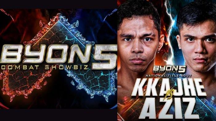 BYON COMBAT 5 - Poster acara tinju Byon Combat 5 dengan laga utama Aziz Calim vs KKajhe. Cek jadwal Byon Combat 5 dan cara nonton via live streaming Vidio (Instagram @byoncombat)