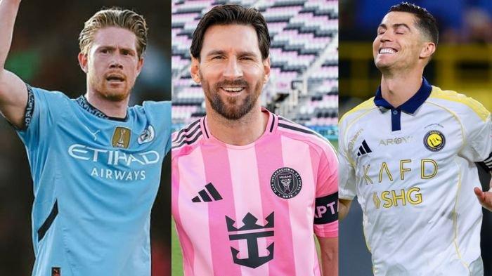 PEMAIN BEBAS TRANSFER - Potret Kevin De Bruyne, Lionel Messi, dan Cristiano Ronaldo. Ketiga pemain tersebut tahun 2025 berstatus bebas transfer, cek 12 pemain bintang lain yang juga bestatus bebas transfer. (instagram/kevindebruyne/leomessi/cristiano)