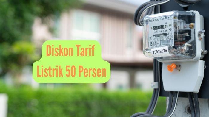 DISKON LISTRIK 50 PERSEN - Ilustrasi meteran listrik. Pelanggan yang berhak dapat diskon listrik 50 persen Juni 2025. Berlaku untuk pra maupun pasca bayar. Cek ketentuan dan mekanisme diskon listrik. (Grafis TribunKaltim.co via Canva)