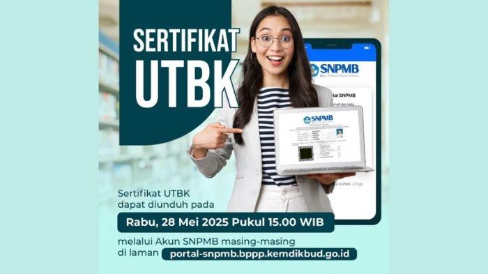 SERTIFIKAT UTBK 2025 - Poster pengumuman dari SNPMB terkait download sertifikat UTBK SNBT 2025. Apakah tidak lulus bisa cek skor UTBK? Cek informasinya (instagram/snpmb_id)