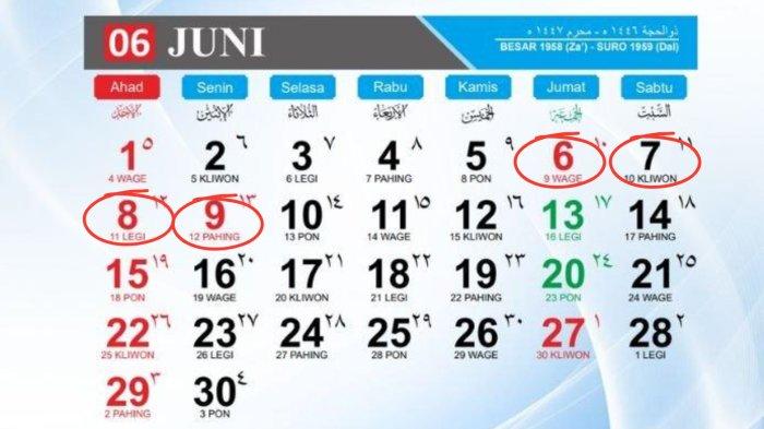 KALENDER BULAN JUNI - Kalender bukan Juni 2025. Cek tanggal Idul Adha dan cuti bersama. (TribunKaltim.News)