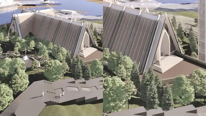 BASILIKA IKN KALTIM - Basic design Basilika di Ibu Kota Nusantara, Kalimantan Timur. Pembangunan rumah ibadah umat Katolik ini merupakan simbol IKN Nusantara sebagai kota masa depan yang inklusif dan merangkul keberagaman. (HO/Kementerian PUPR)