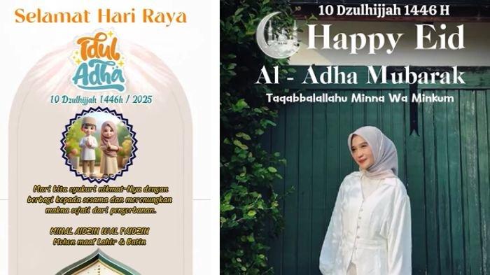 IDUL ADHA 2025 - Template Idul Adha 2025 yang ada di CapCut. Akses link templatenya, pasang foto di twibbon video dan bagikan di medsos. (CapCut)