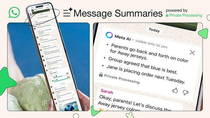 FITUR BARU WHATSAPP - Ilustrasi. Jika Anda biasanya kebingungan menyimak berbagai pesan yang menumpuk, WhatsApp luncurkan Message Summaries sebagai solusi dengan bantuan Meta AI. (WhatsApp)