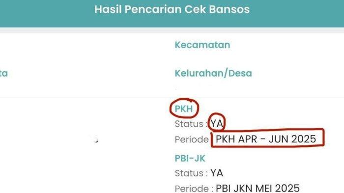 BANSOS AGUSTUS 2025 - Tangkapan layar hasil pencarian Cek Bansos di aplikasi Cek Bansos Kemensos. (KOMPAS.com/MELA ARNANI)