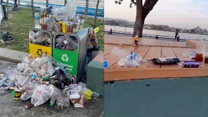 Sampah yang bertumpuk dan berserakan di Teras Samarinda, Senin (16/9/2024).