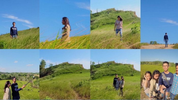 Anak-anak muda Balikpapan mengabadikan gambar di Bukit Alpha atau yang biasa disebut Bukit Teletubbies. Bukit dengan hamparan ilalang hijau ini berada di kawasan Manggar, Kota Balikpapan, Kalimantan Timur.
