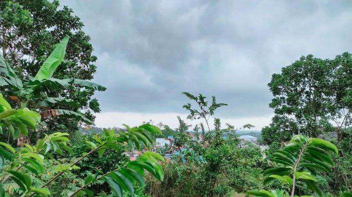 Awan mendung memayungi kawasan ruang terbuka hijau Gala Puncak, Kelurahan Graha Indah, Kecamatan Balikpapan Utara, Kota Balikpapan, Provinsi Kalimantan Timur pada Minggu 7 Mei 2023 pagi.