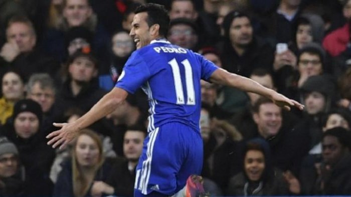 Pedro Rodriguez saat membela Chelsea, sukses menjebol gawang Bournemouth dalam lanjutan Premier League di Stadion Stamford Bridge, Senin (26/12/2016).