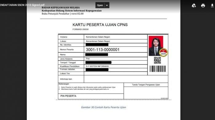 Contoh kartu ujian CPNS.