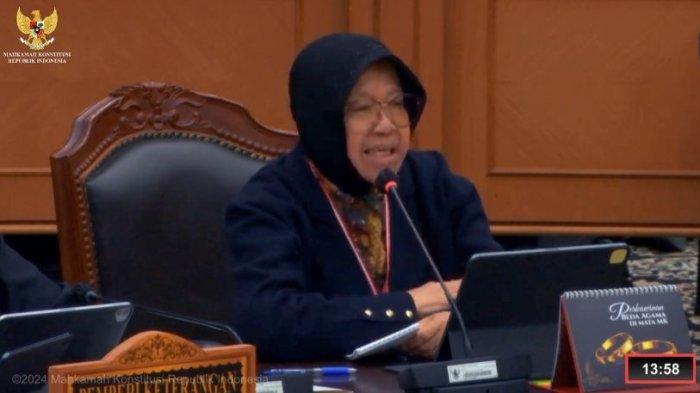 Menteri Sosial (Mensos), Tri Rismaharini, hadir dalam sidang sengketa gugatan Pilpres 2024 di Mahkamah Konstitusi (MK)