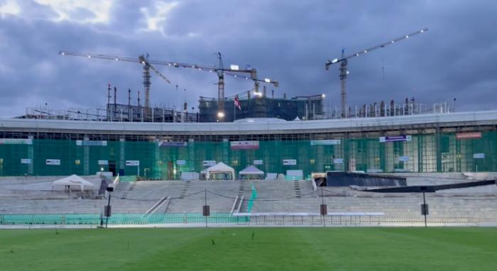 Kantor Presiden, Istana Negara, dan Lapangan Upacara di Kawasan Inti Pusat Pemerintahan (KIPP) Ibu Kota Nusantara (IKN).