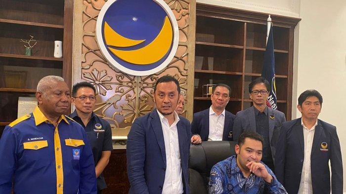 Ketua Bappilu Partai Nasdem, Prananda Surya Paloh saat menggelar konferensi pers di NasDem Tower, Menteng, Jakarta Pusat, Selasa (28/5/2024).