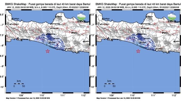 GEMPA HARI INI - Update gempa 2 menit yang lalu guncang Bantul dan dirasakan hingga daerah lain di Yogyakarta, cek selengkapnya info BMKG.