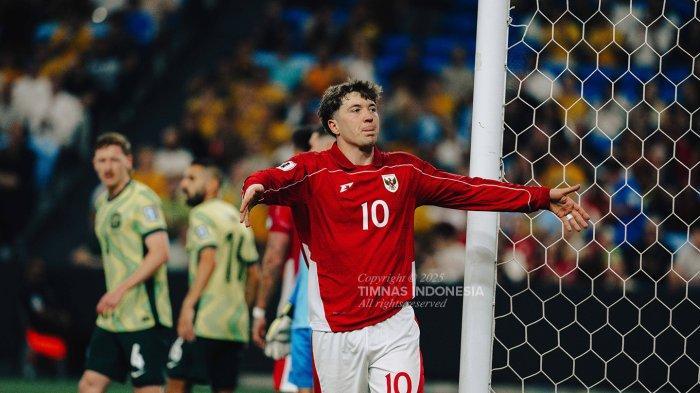 SELEBRASI OLE ROMENY - Striker Timnas Indonesia, Ole Romeny saat melakukan selebrasi usai sukses mencetak gol ke gawang Timnas Australia pada lanjutan Kualifikasi Piala Dunia 2026 Zona Asia Grup C di Sydney Football Stadium, Kamis (20/3/2025). (dok: PSSI/Timnas Indonesia)