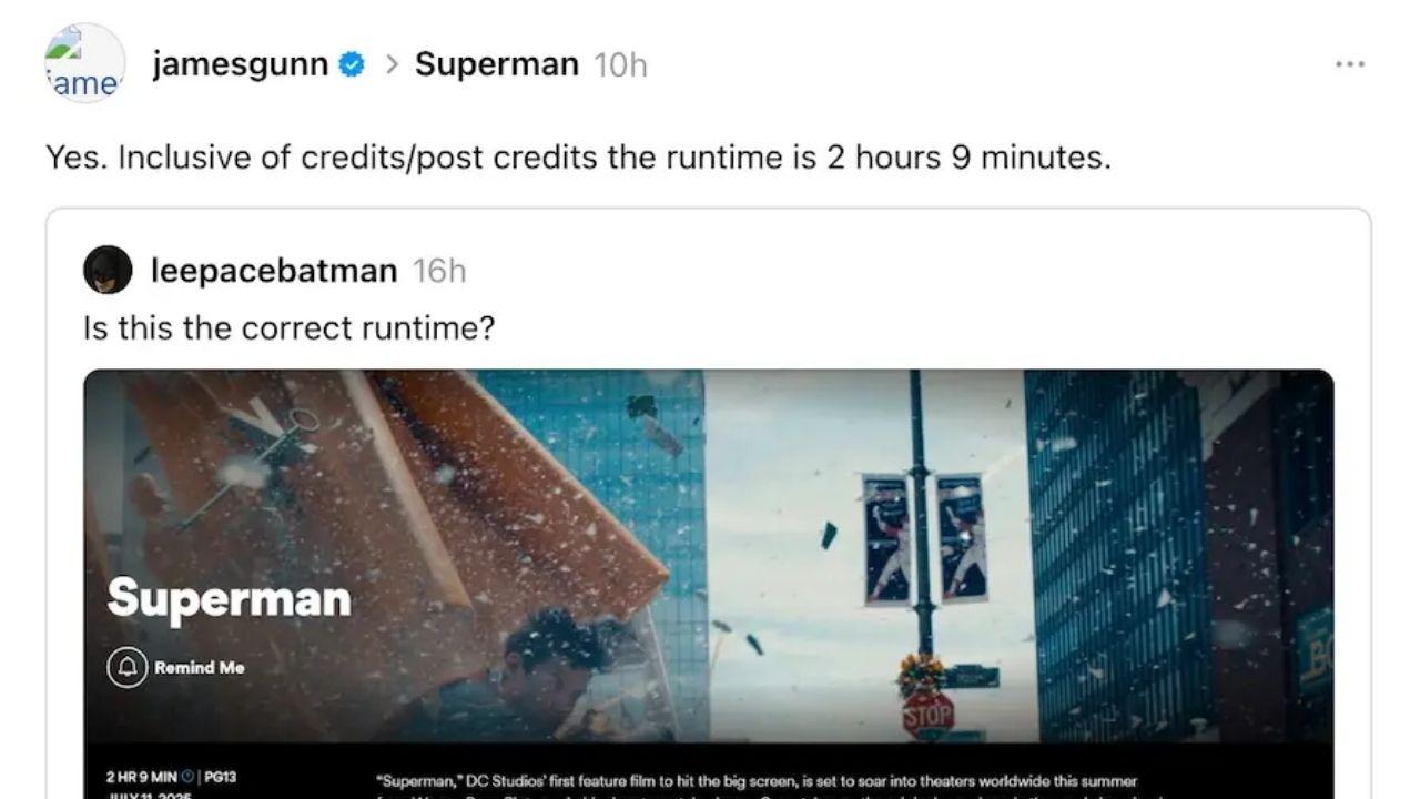 DURASI SUPERMAN 2025 - Tangkapan layar oleh Anmol Sachdeva/Beebom.