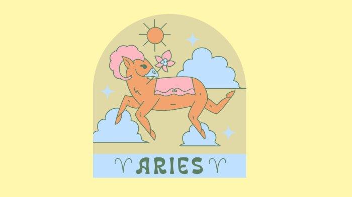 ILUSTRASI ZODIAK ARIES - Lambang zodiak Aries yang dibuat di Canva pada Jumat (31/1/2025).