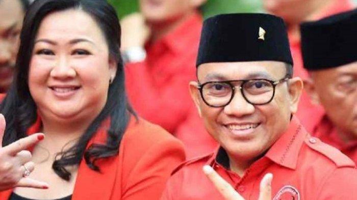 Bakal Calon Gubernur NTT Ansy Lema dan bakal calon wakil gubernur NTT Jane Natalia Suryanto saat pengumuman pasangan calon kepala daerah PDI Perjuangan di Jakarta, Senin 26 Agustus 2024.