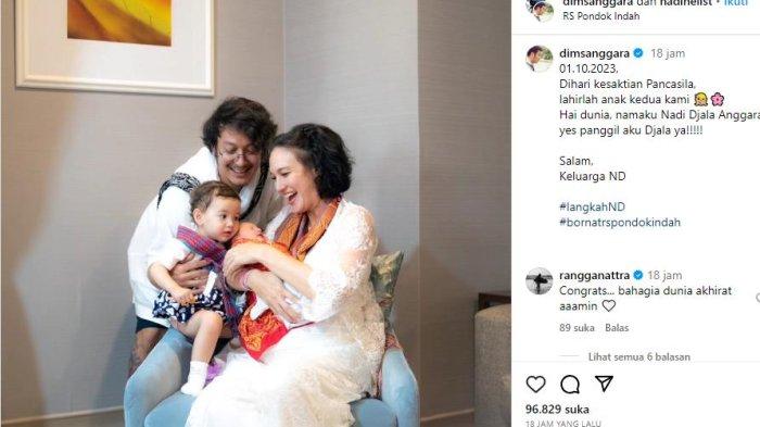 KELAHIRAN - Viral Anak Kedua Dimas Anggara dan Nadine Chandrawinata Lahir di Hari Kesaktian Pancasila